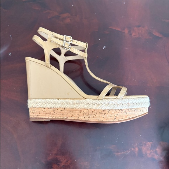 Via Spiga Nude Leather Espadrille Wedge Sandals 8.5 - Picture 4 of 8